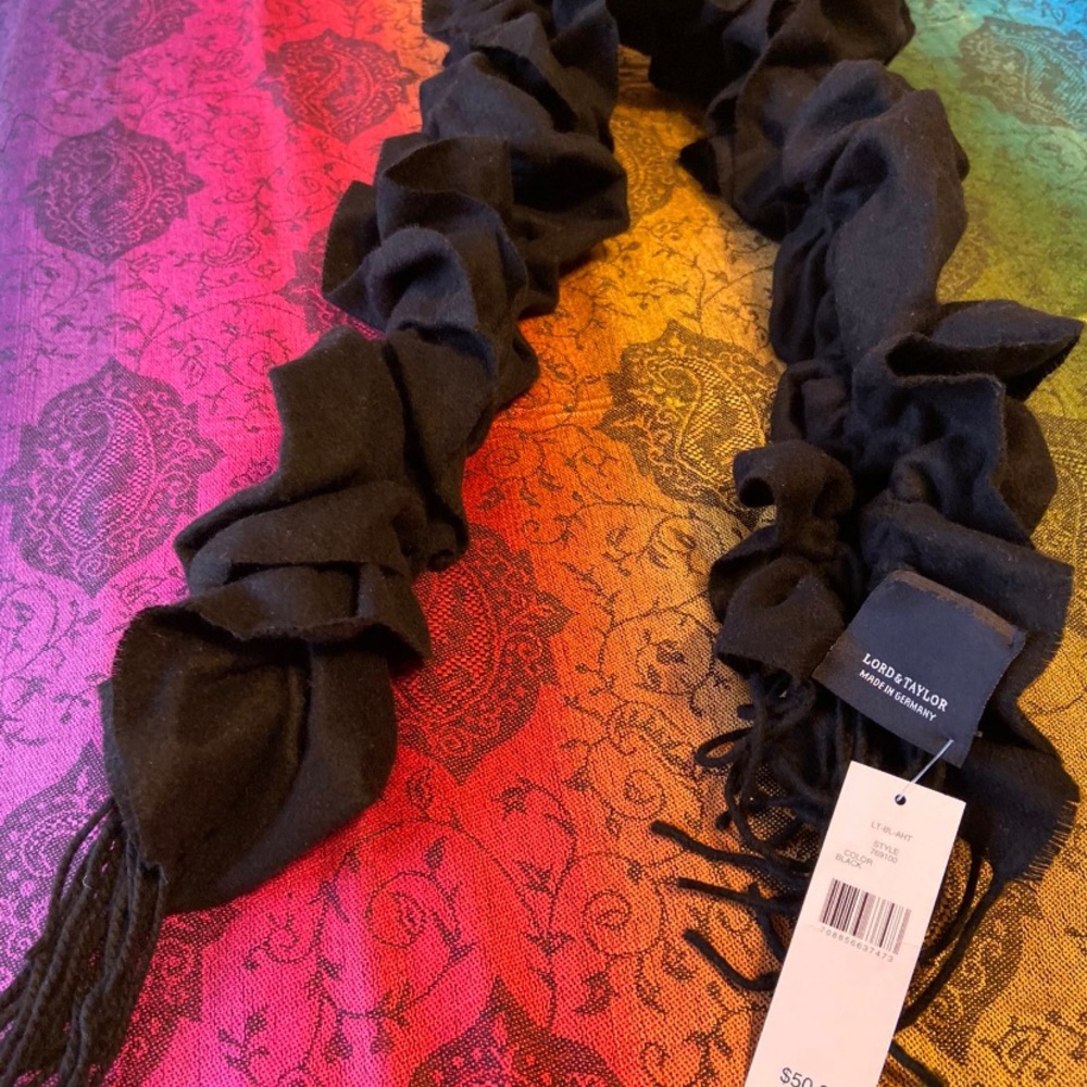 Black ruffled Lord and Taylor scarf